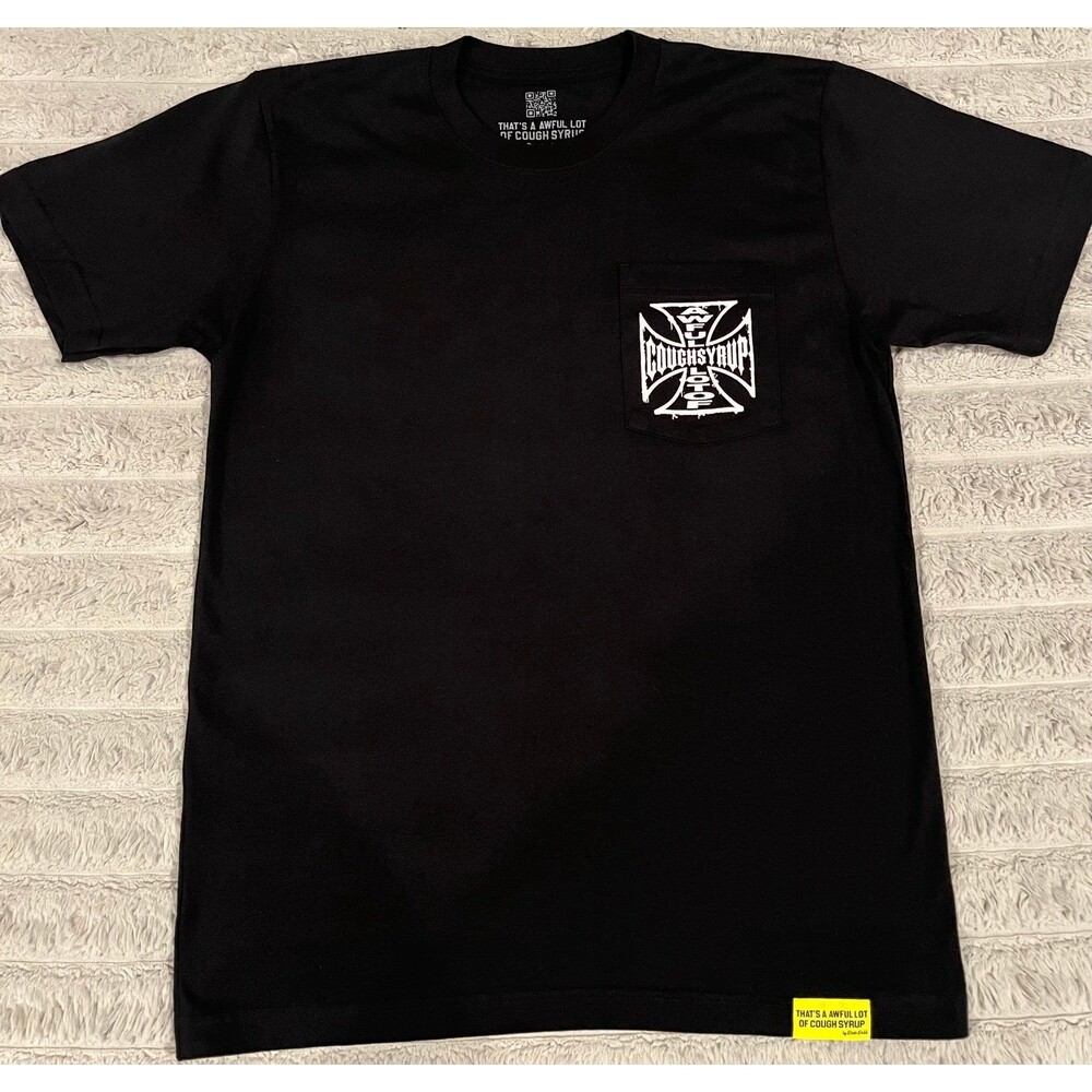 Awful Lot of Cough Syrup Cross Pocket Tee Black Size Small NWOT